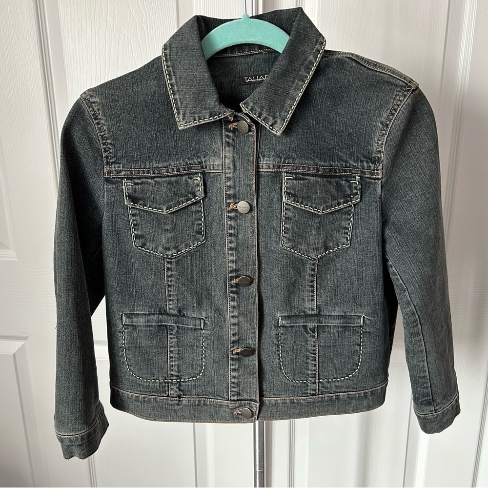 TAHARI CROP JEANS JACKET NWOT